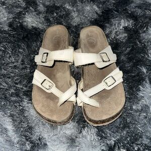 Gray and whites sandals